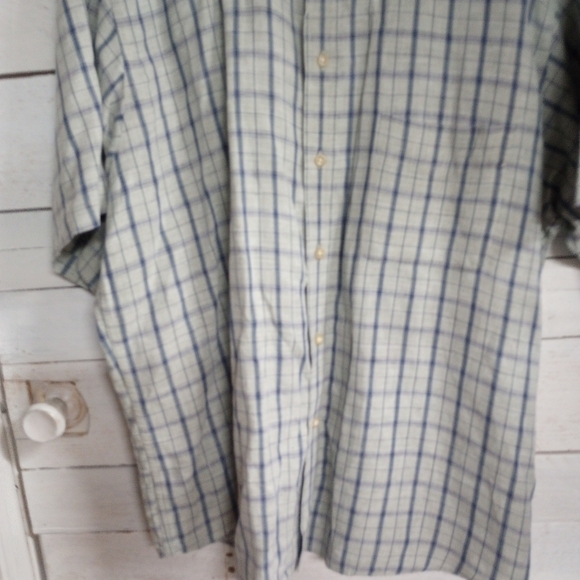 Club Room Men's 2XL Linen Blend Button Front Short Sleeve Shirt Gray Blue Square - Picture 3 of 10